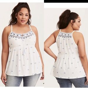 Torrid Embroidered Baby Doll Tank Top